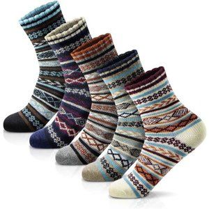 5 Womens Socks Winter - Thick Wool Soft Warm Fuzzy Cozy Socks for Women